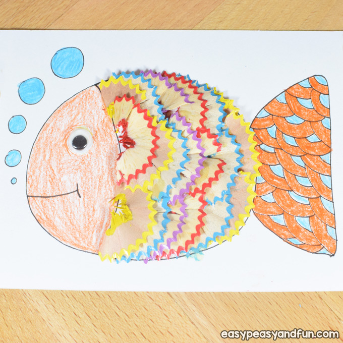 Fish Pencil Shaving Art for Kids