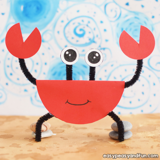 Pipe Cleaner and Paper Crab Crafts for Kids