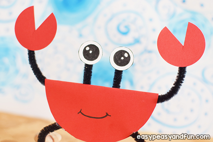 Children's pipe cleaner and paper crab craft