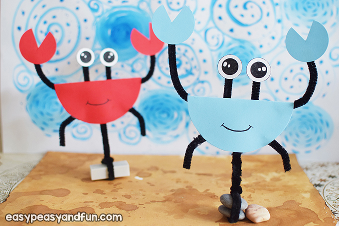 Pipe Cleaner and Paper Crab Crafts for Kids