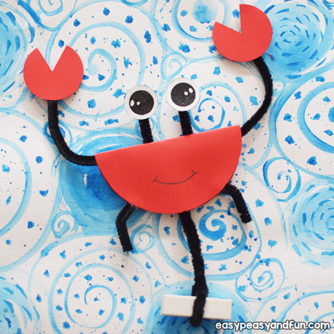 Children's pipe cleaner and paper crab craft