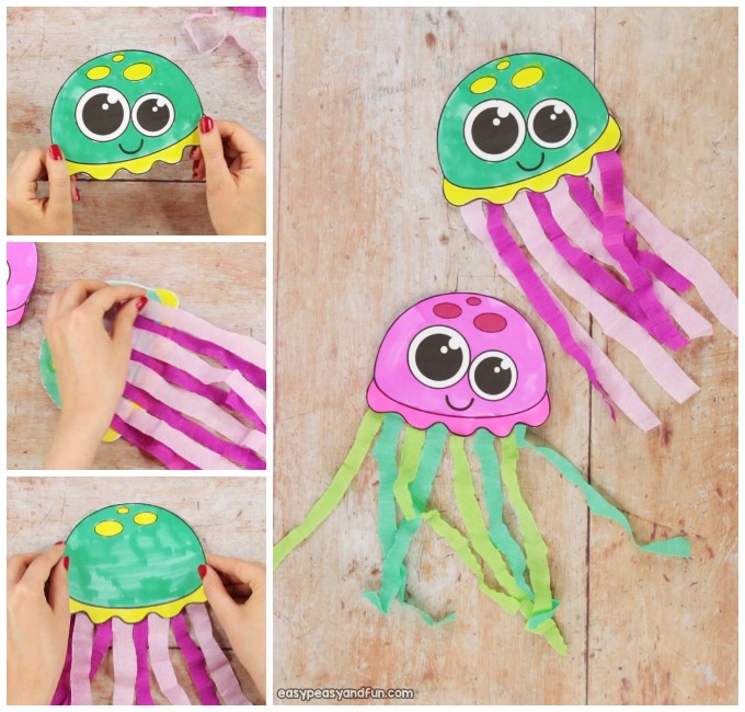 Children's paper towel jellyfish craft ideas