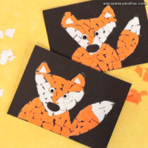 Paper Collage Fox Craft – Torn Paper Art Ideas – Mosaic Collage
