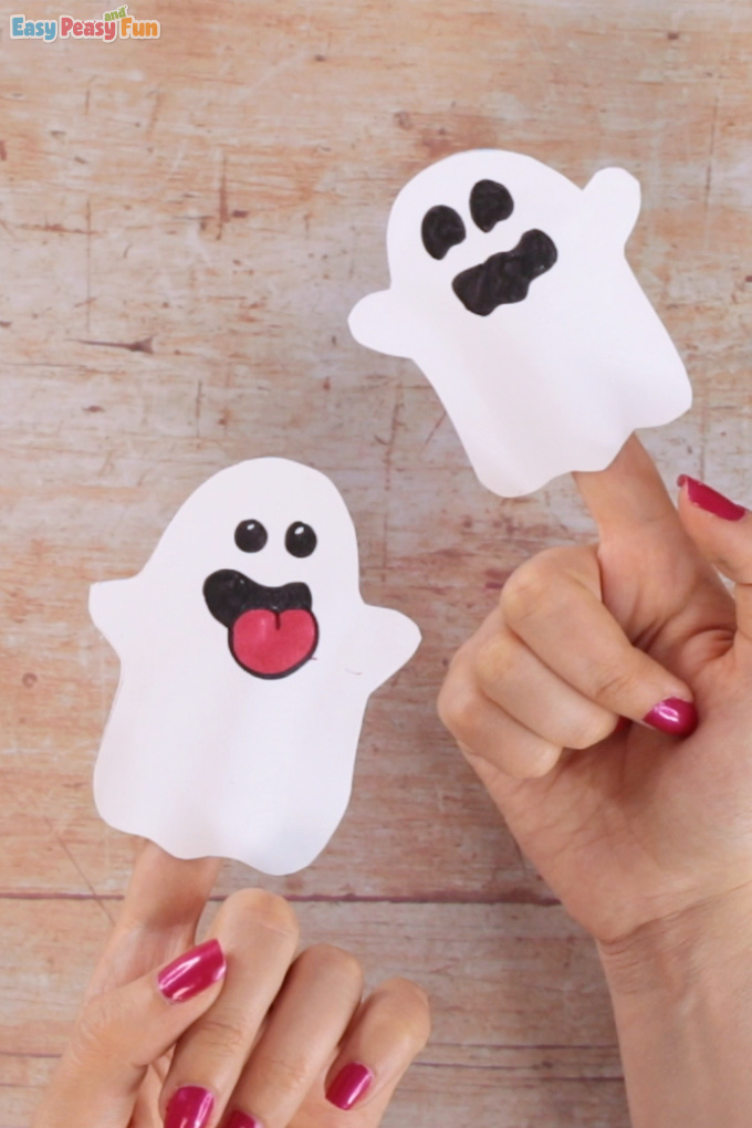 ghost paper finger puppets