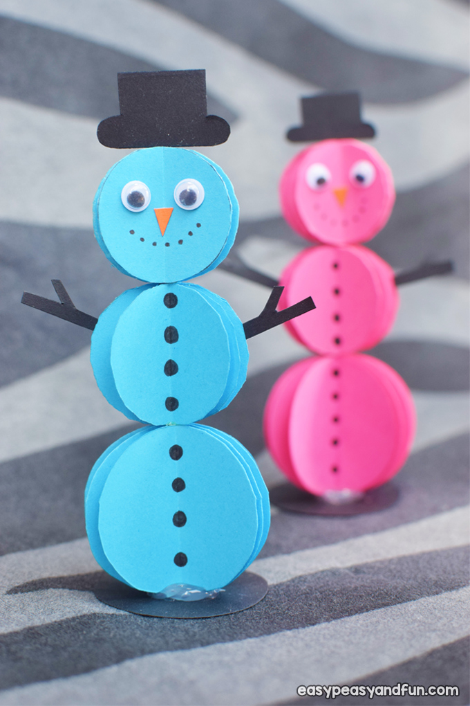 3D Paper Snowman Craft for Kids