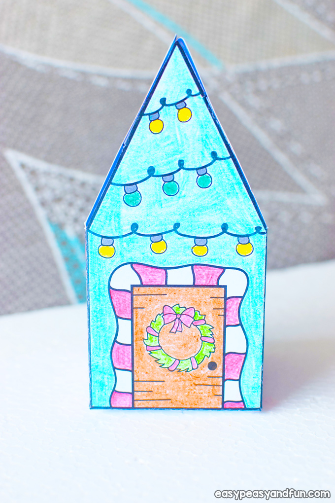 Christmas paper house craft made by kids
