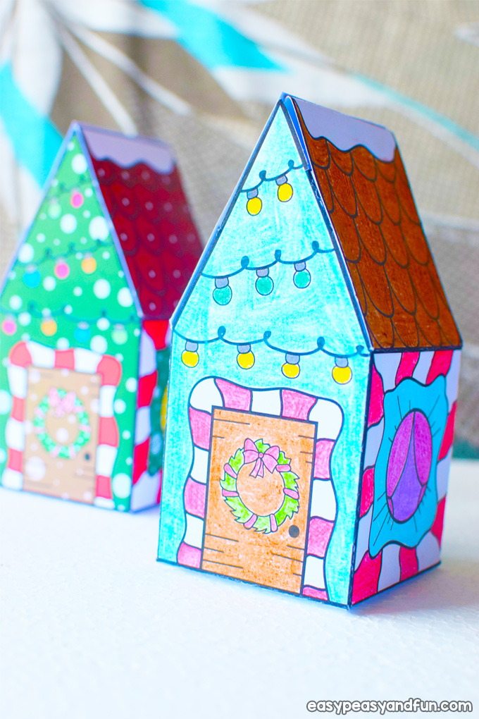 Christmas Paper House Craft for Kids to Make