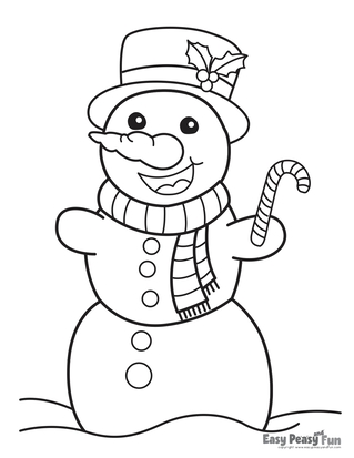 Happy snowman for coloring