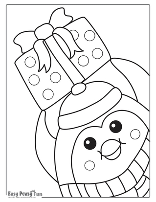 Christmas penguin for coloring