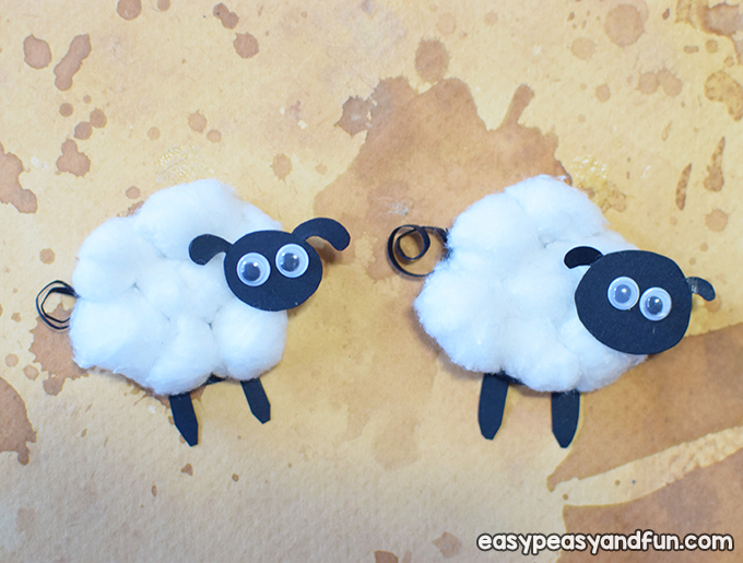 cotton ball sheep crafts for kids