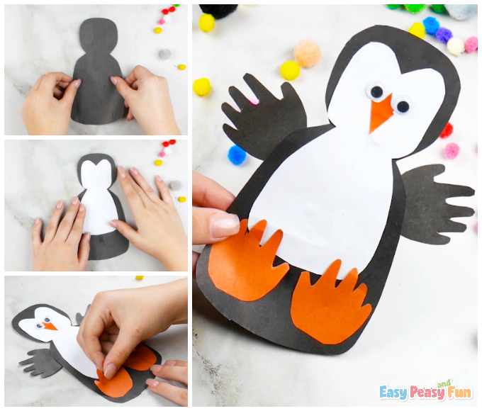 Simple children's paper penguin crafts