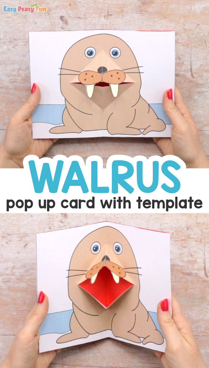 Walrus pop up card template for kids