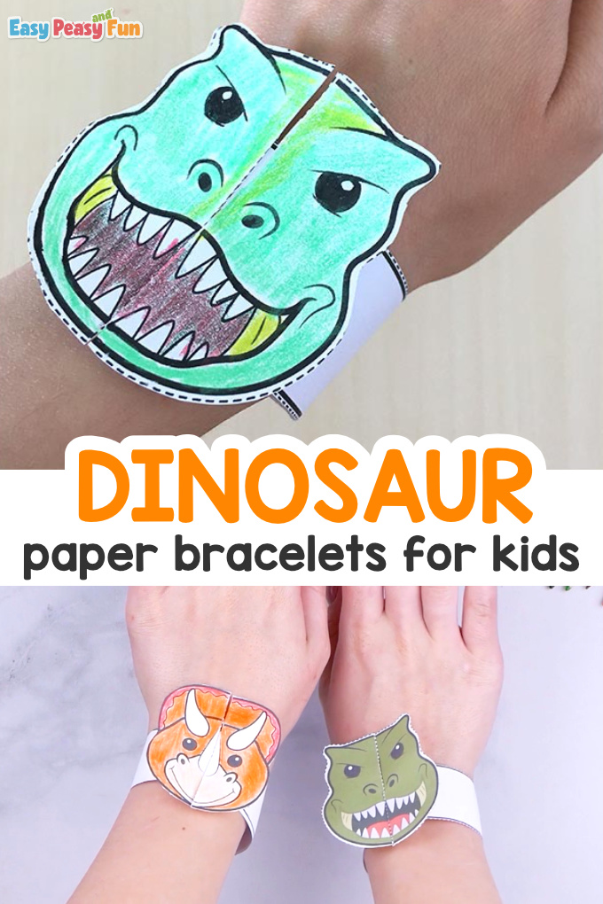 Dinosaur Paper Bracelets for Kids