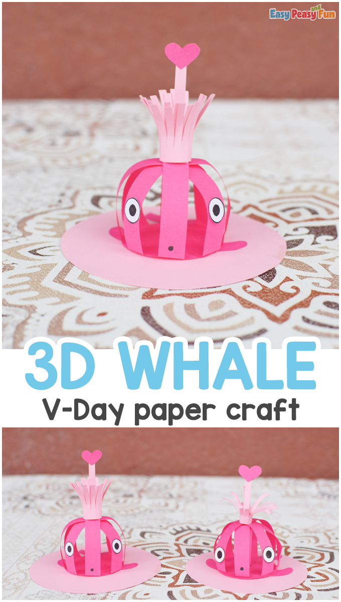 3D Valentines Day Paper Whale Craft