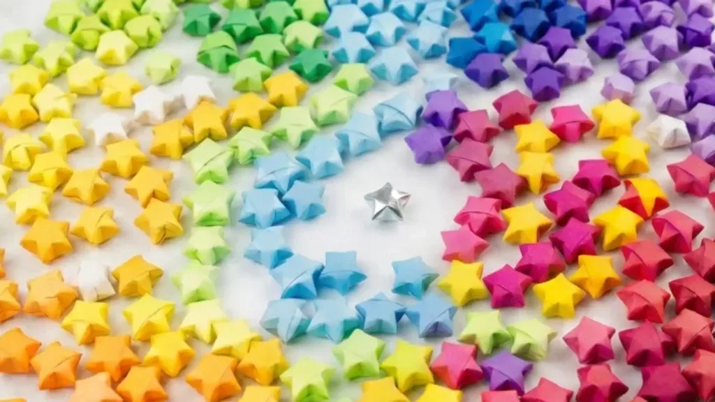A bunch of origami paper lucky stars