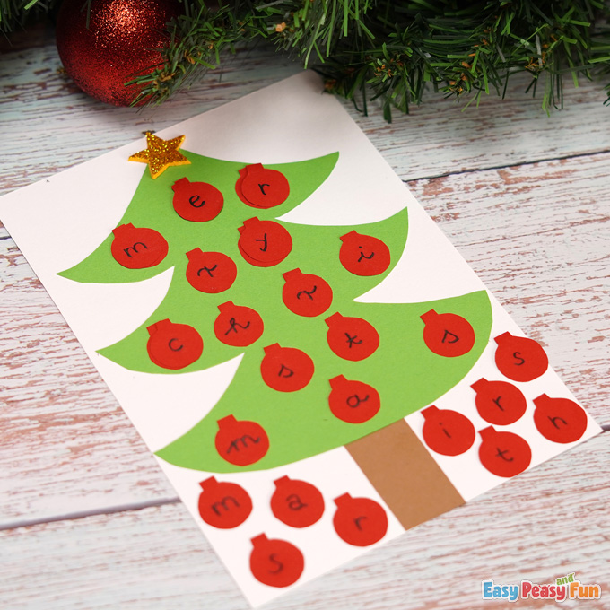 DIY Paper Christmas Tree Letter Matching Activity
