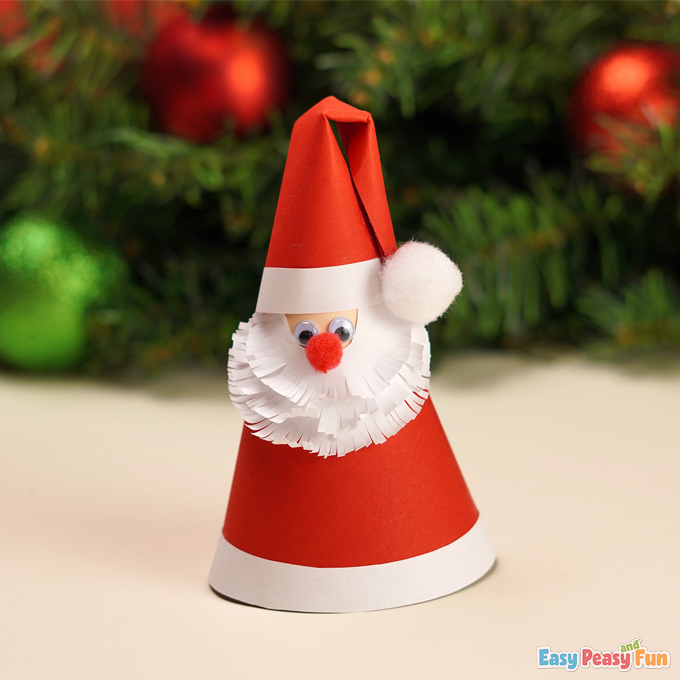 DIY Paper Cone Santa Claus Christmas Crafts