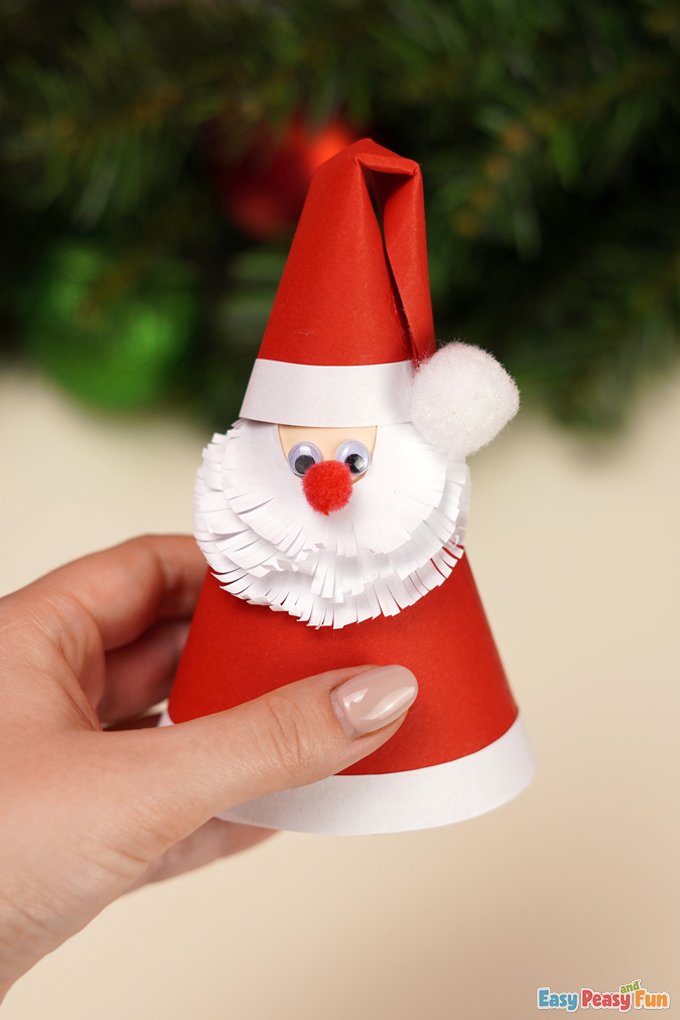 DIY Paper Cone Santa Claus