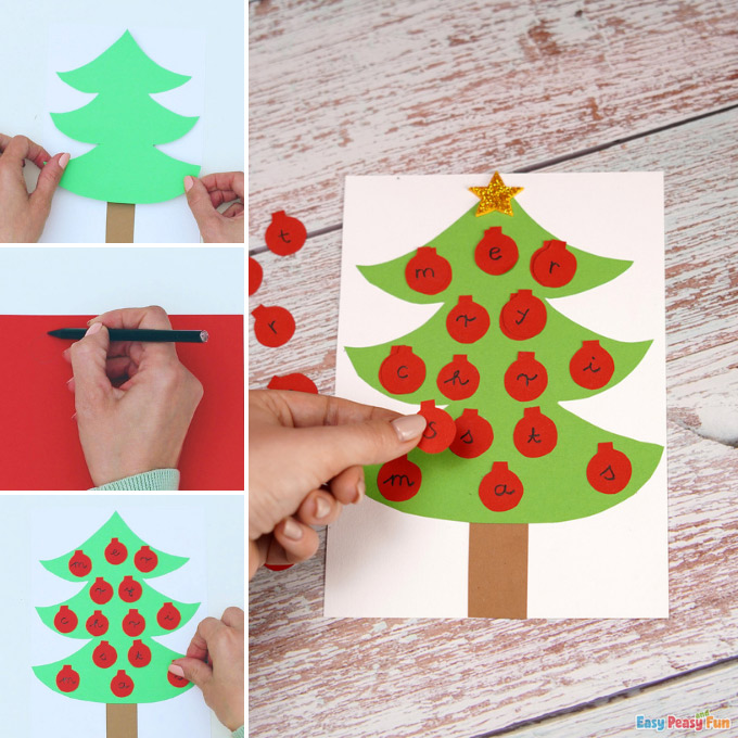 Paper Christmas Tree Letter Matching Activity Idea