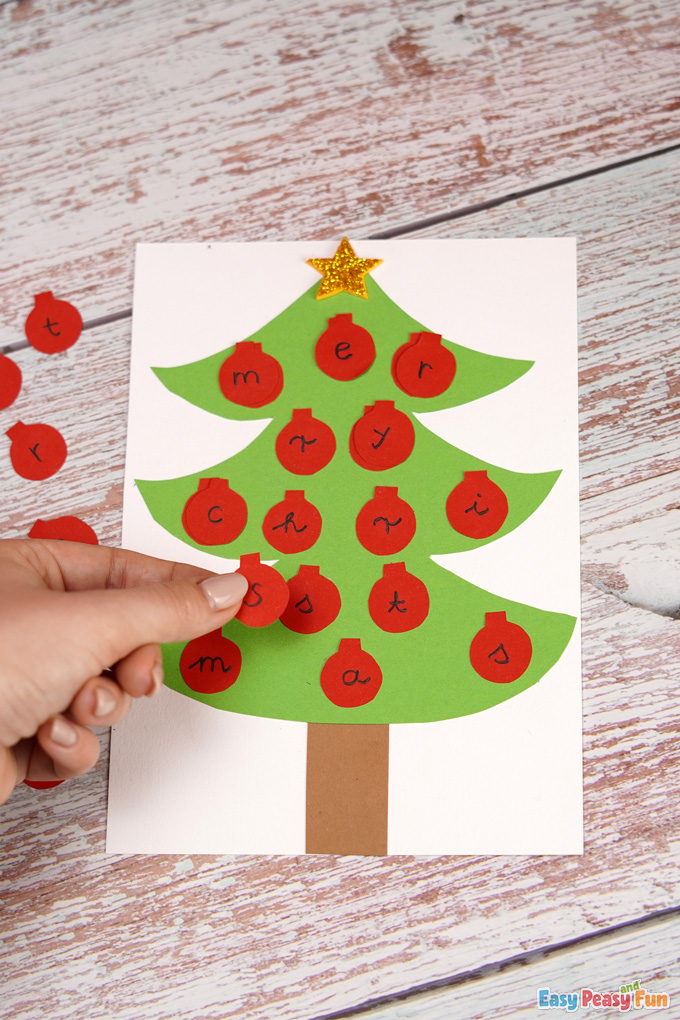 paper christmas tree lettering activity