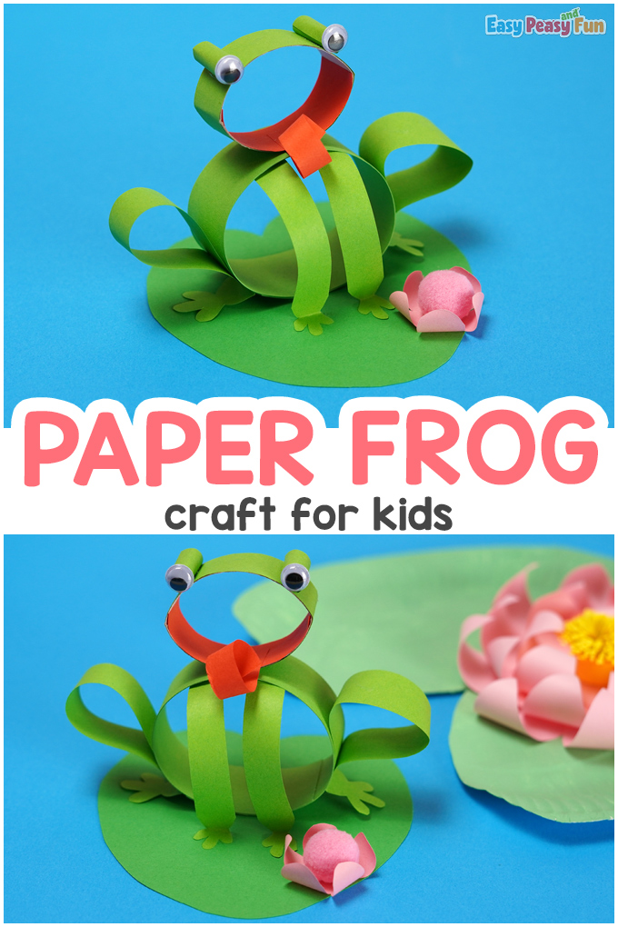 Frog crafts made of paper strips