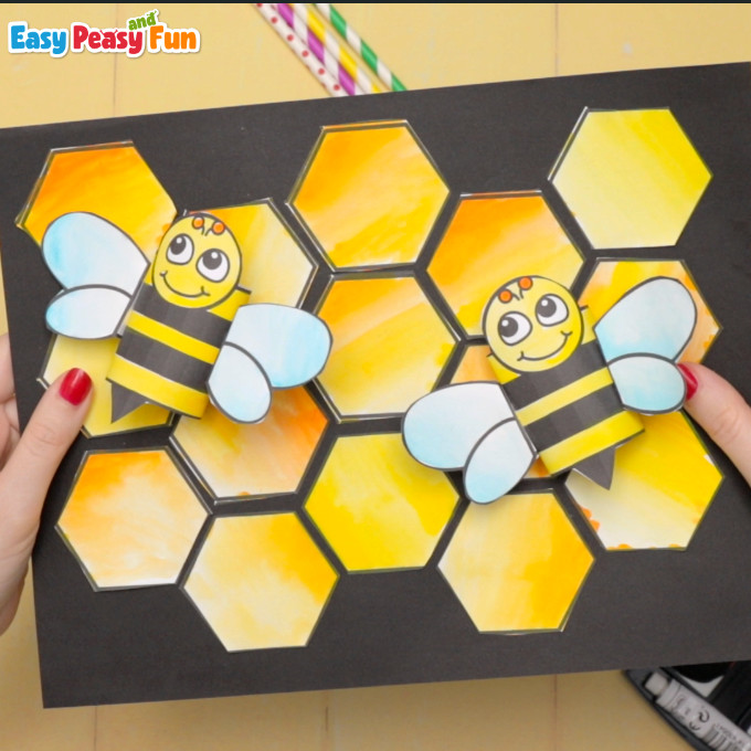 Children's honeycomb and bee crafts