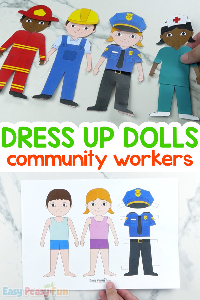 Community Workers Dress Up Dolls Printable Template