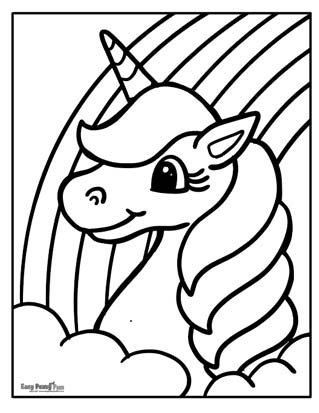 Happy Unicorn Coloring Page