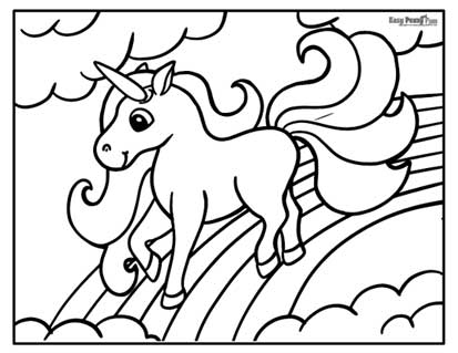 Rainbow Unicorn Coloring Sheet