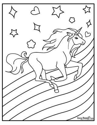 Running Unicorn Coloring Page