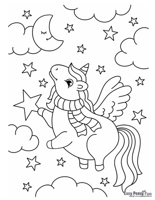 Flying unicorn coloring pages
