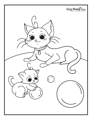 Cat and Kitten Coloring Page