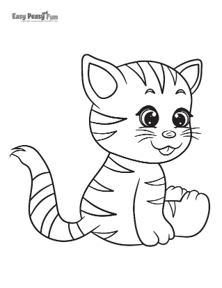 Sitting Baby Cat Coloring Page