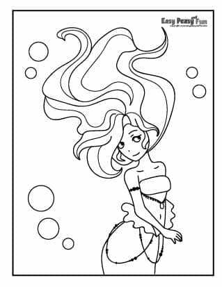 Long Hair in Water Coloring Page