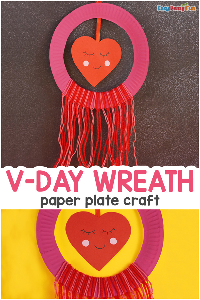 Heart Paper Plate Wreath – Valentines Day Craft