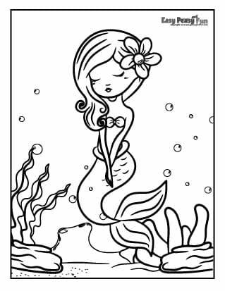 Shy mermaid coloring page