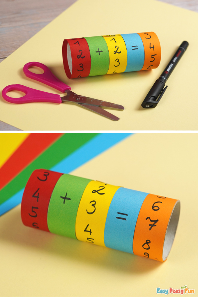 DIY Paper Roll Addition and Subtraction Activity