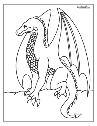 Realistic dragon coloring pages