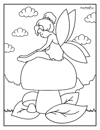 Beauty on Mushroom Coloring Page