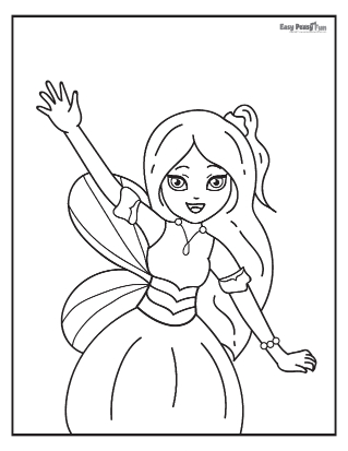 Fairy Waving Hand coloring page Free Printable Coloring Pages