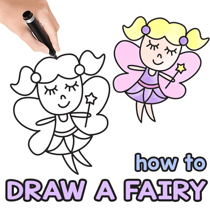 How to Draw a Fairy – Step by Step Drawing Tutorial - Easy Peasy ...