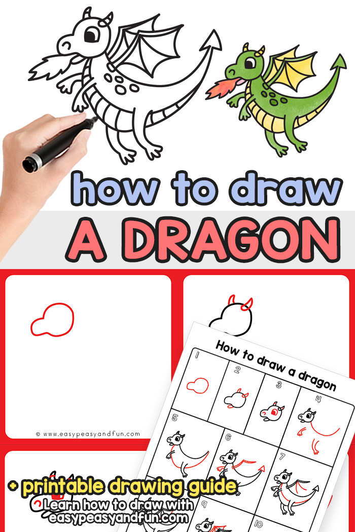 How to draw a step by step tutorial to draw a dragon