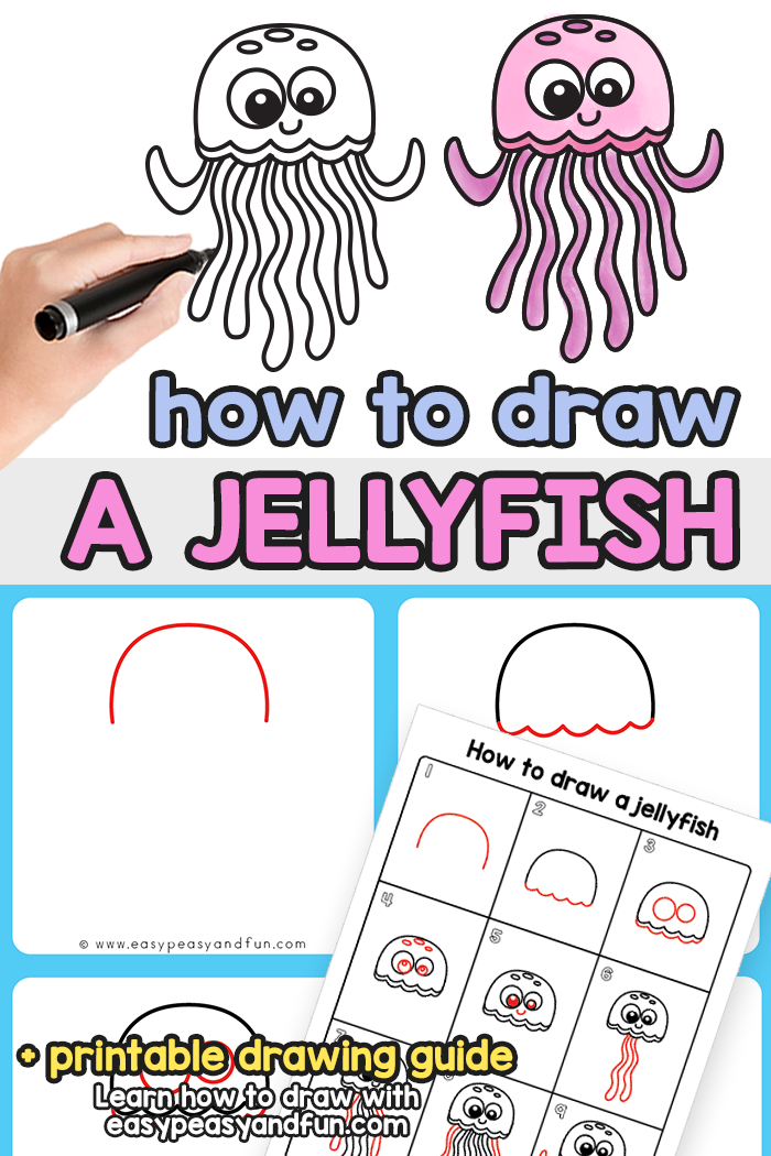 How to draw a jellyfish step by step?