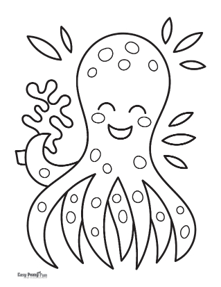 smiling octopus coloring page