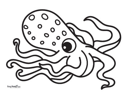 Coloring page octopus swimming