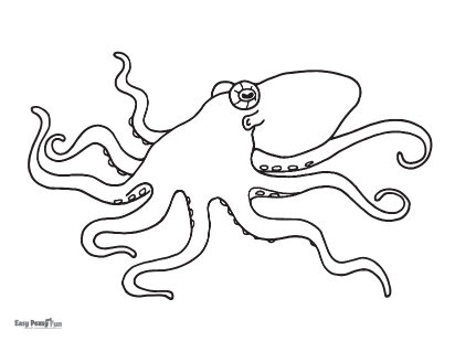 Realistic octopus coloring page