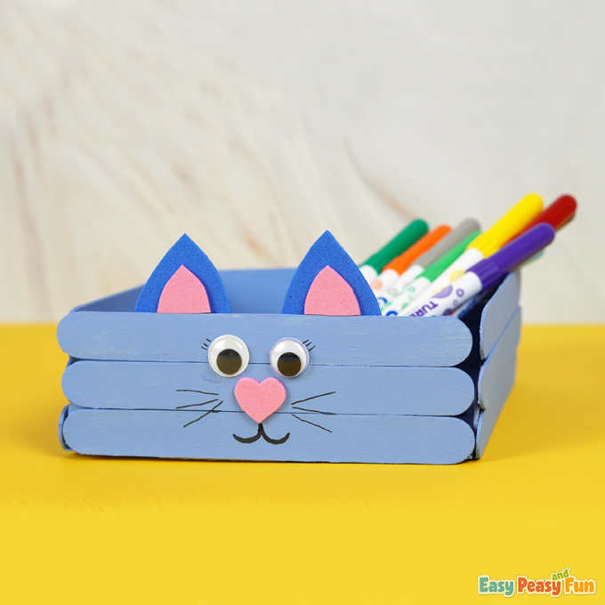 DIY Craft Stick Cat Box Craft