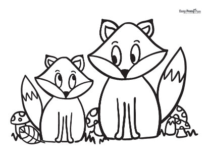 Foxes Coloring Page