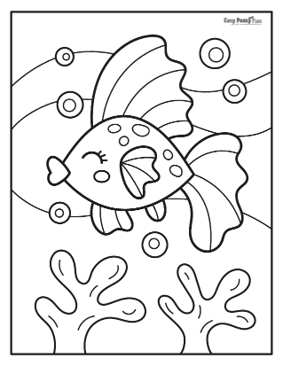 Happy Fish Coloring Page