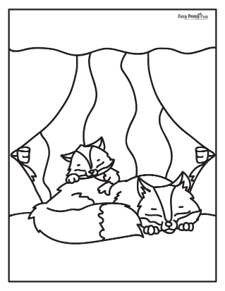 Foxes in a Den Coloring Page